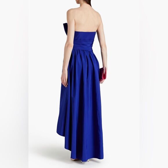 ML MONIQUE LHUILLIER Strapless asymmetric pleated taffeta gown size 4 - Picture 2 of 11